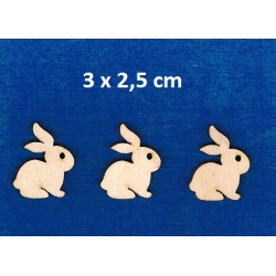 Zajączek  3x2,5cm  mini , kmpl:3szt  / SKLEJKA #3mm